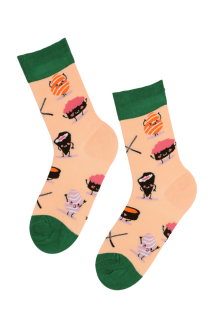 CUTE SUSHI pink socks with dancing sushi | BestSockDrawer.com