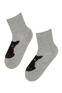 DOG gray socks with a black dog | BestSockDrawer.com