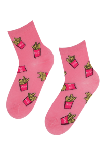 JUNK FOOD pink socks with fries | BestSockDrawer.com