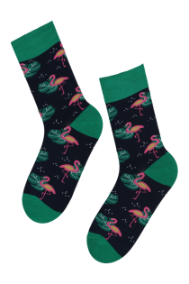 BART dark blue socks with flamingos | BestSockDrawer.com