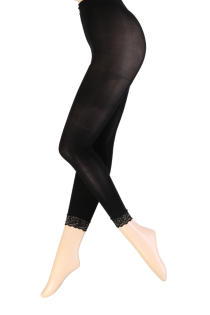 EGLE black leggings for women with black lace trim | BestSockDrawer.com