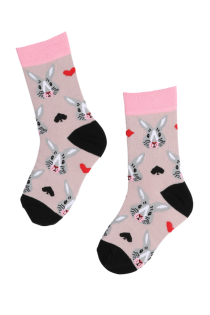PLAY HARD pink socks with bunnies for kids | BestSockDrawer.com