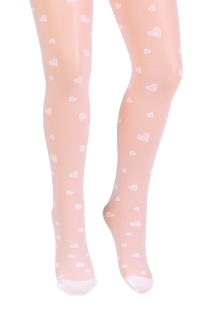 RICCI sheer white tights with hearts for kids | BestSockDrawer.com