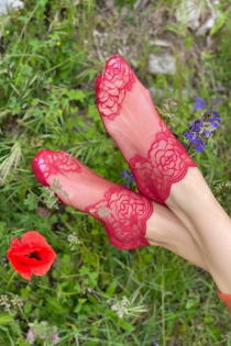 TERESA red lace socks for women | BestSockDrawer.com