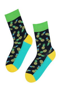 BART dark blue socks with pineapples | BestSockDrawer.com