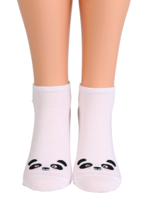 WHITE PANDA low-cut socks with pandas | BestSockDrawer.com