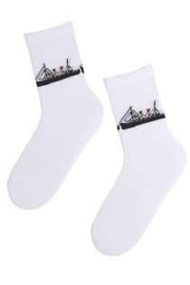 SUUR TÕLL white socks with a ship | BestSockDrawer.com