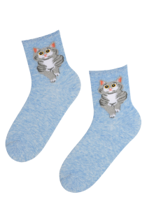 SUZIE blue cat socks for women | BestSockDrawer.com