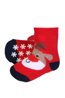 TRUDI red reindeer socks for babies | BestSockDrawer.com