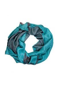 Alpaca wool and silk double face turquoise shawl | BestSockDrawer.com