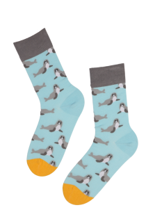 SEALBOYS light blue cotton socks with seals | BestSockDrawer.com