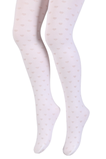 DAPHNE white tights with hearts for children | BestSockDrawer.com