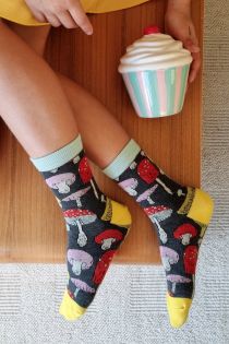 WOODSTOCK mysterious mushroom socks for kids | BestSockDrawer.com