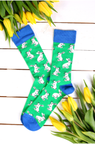 EASTER green cotton socks with bunnies | BestSockDrawer.com