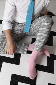 Men's pink viscose socks and blue knitted tie | BestSockDrawer.com
