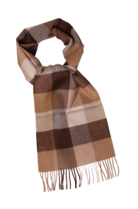 Alpaca wool brownish beige checkered scarf | BestSockDrawer.com