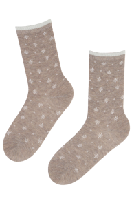ANGEL beige cotton socks with snowflakes | BestSockDrawer.com