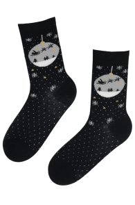 ANGEL black cotton socks with a Christmas pattern | BestSockDrawer.com