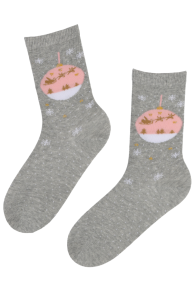 ANGEL gray cotton socks with Christmas pattern | BestSockDrawer.com