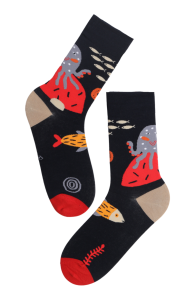 AXEL black socks with an octopus for men | BestSockDrawer.com