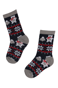 BABYBEAR blue socks with a Christmas pattern for kids | BestSockDrawer.com