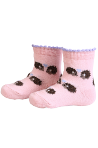 BEBE pink socks with hedgehogs for babies | BestSockDrawer.com