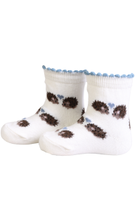 BEBE white socks with hedgehogs for babies | BestSockDrawer.com