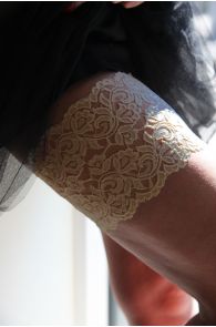 BESTSOCKDRAWER beige lace anti-chafing thigh bands | BestSockDrawer.com