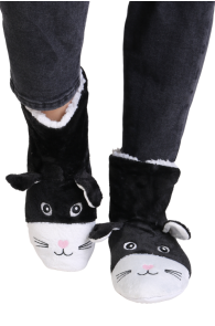 BONNIE black animal face slippers | BestSockDrawer.com