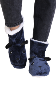BONNIE blue slippers with a bear | BestSockDrawer.com