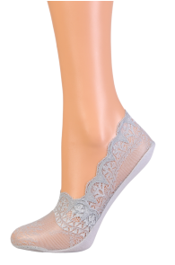 BRIGITTE gray lace footies for women | BestSockDrawer.com