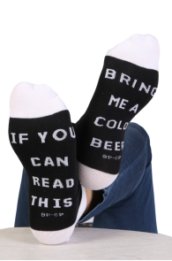 "IF YOU CAN READ THIS, BRING ME A COLD BEER" low-cut socks | BestSockDrawer.com