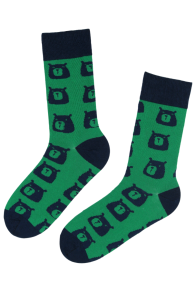 BROWN BEAR green cotton socks with bears | BestSockDrawer.com