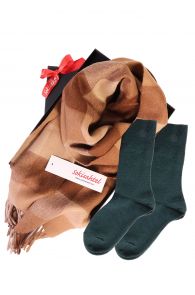 Alpaca wool scarf and DOORA green socks gift box for women | BestSockDrawer.com
