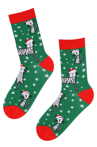 CAT CITY green cotton socks with cats | BestSockDrawer.com