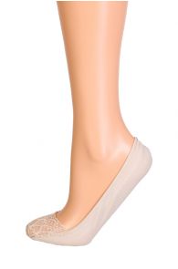 CUORI beige footies with a lace edge | BestSockDrawer.com