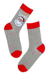 DECEMBER gray cotton socks with Santa Claus | BestSockDrawer.com