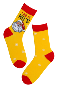 DECEMBER yellow cotton socks with Santa Claus | BestSockDrawer.com