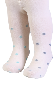 DIXIE creamy white polka dot tights for babies | BestSockDrawer.com