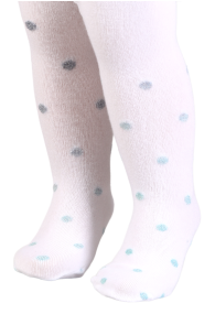 DIXIE white polka dot tights for babies | BestSockDrawer.com