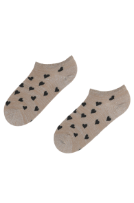 PIIA beige low-cut cotton socks with hearts | BestSockDrawer.com