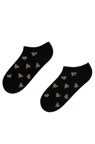 PIIA black low-cut cotton socks with hearts | BestSockDrawer.com