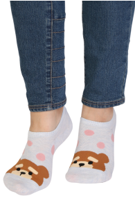 DOTTIE light blue low-cut socks with a bear | BestSockDrawer.com