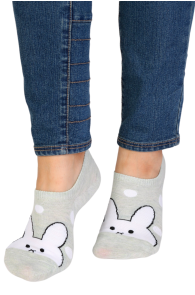 DOTTIE light green low-cut socks with a rabbit | BestSockDrawer.com