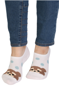 DOTTIE white low-cut socks with a bear | BestSockDrawer.com