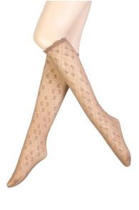 EMMA sheer beige knee-highs with a pattern | BestSockDrawer.com