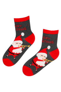 ESTHER grey cotton socks with Santa | BestSockDrawer.com
