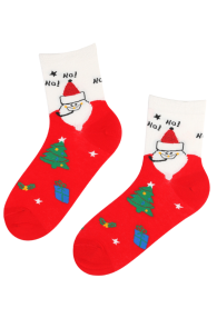 ESTHER red cotton socks with Santa | BestSockDrawer.com