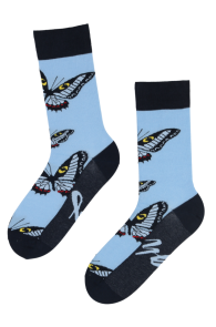 FLY HIGH blue cotton socks with butterflies | BestSockDrawer.com