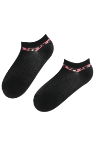FREYA black low-cut socks with a pink edge | BestSockDrawer.com